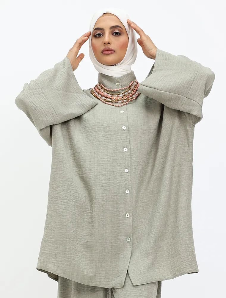 Khaki Linen Feel Casual Co Ord